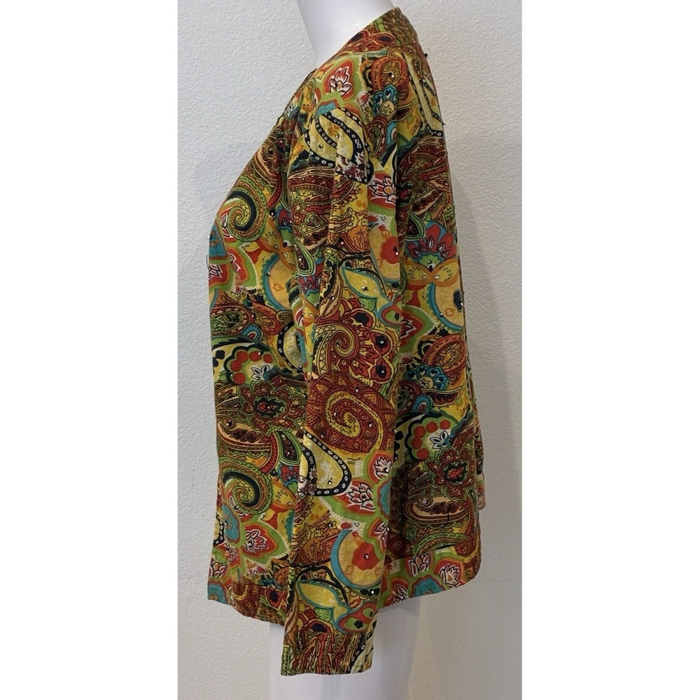 Julia Kim Art To Wear Multicolor Floral Paisley Beaded Open Jacket M Maximalist - Picture 3 of 12